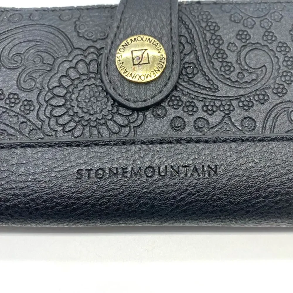 Stone Mountain Leather embossed paisley Wallet Wristlet‎